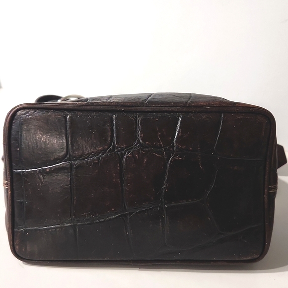 VTG Dooney & Bourke Leather Croc Embossed Espresso Brown Shoulder Bag J7574008 - Picture 14 of 16